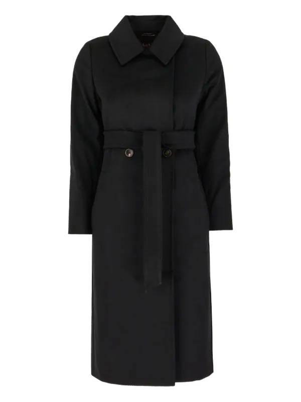 Max Mara ベルテッド ダブルコート | ブラック | FARFETCH JP