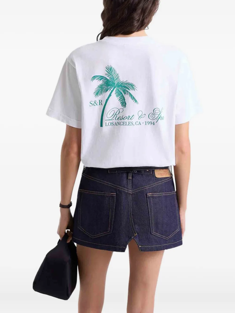 Sporty & Rich Palm Tree print T-shirt Wit