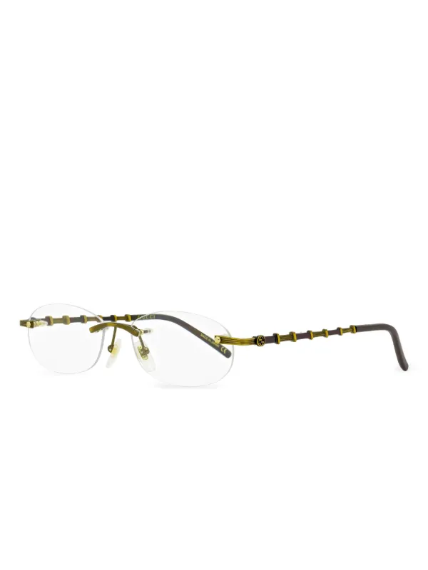 Gucci Eyewear Rahmenlose Brille Mit Bambus-Detail | Gold | FARFETCH AT
