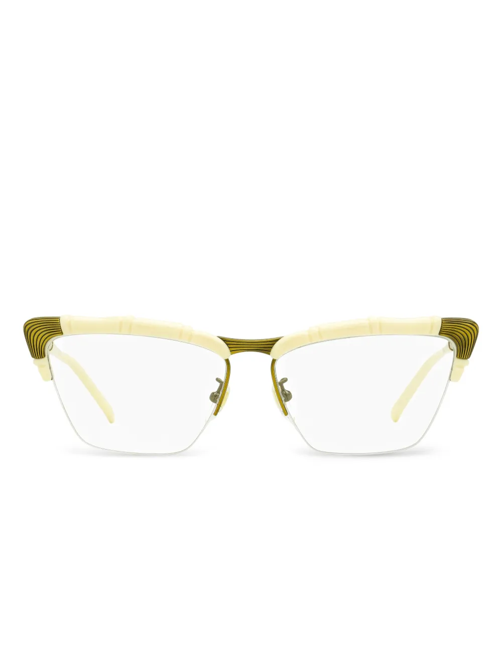 Gucci Eyewear bamboo-detail cat-eye glasses - ゴールドトーン Gucci Eyewear bamboo-detail cat-eye glasses - ゴールドトーン