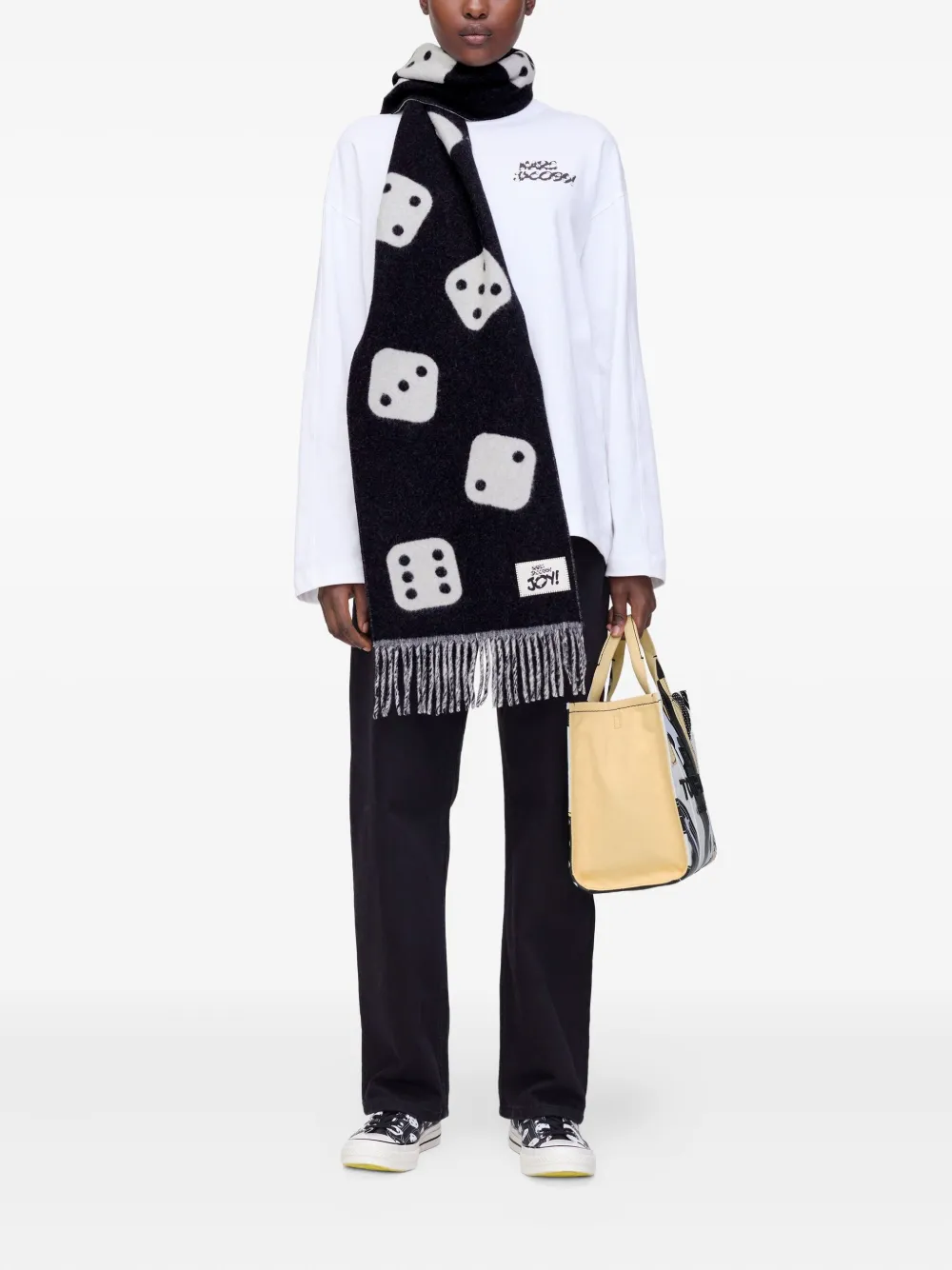 Marc Jacobs The Dice sjaal met franje - Zwart
