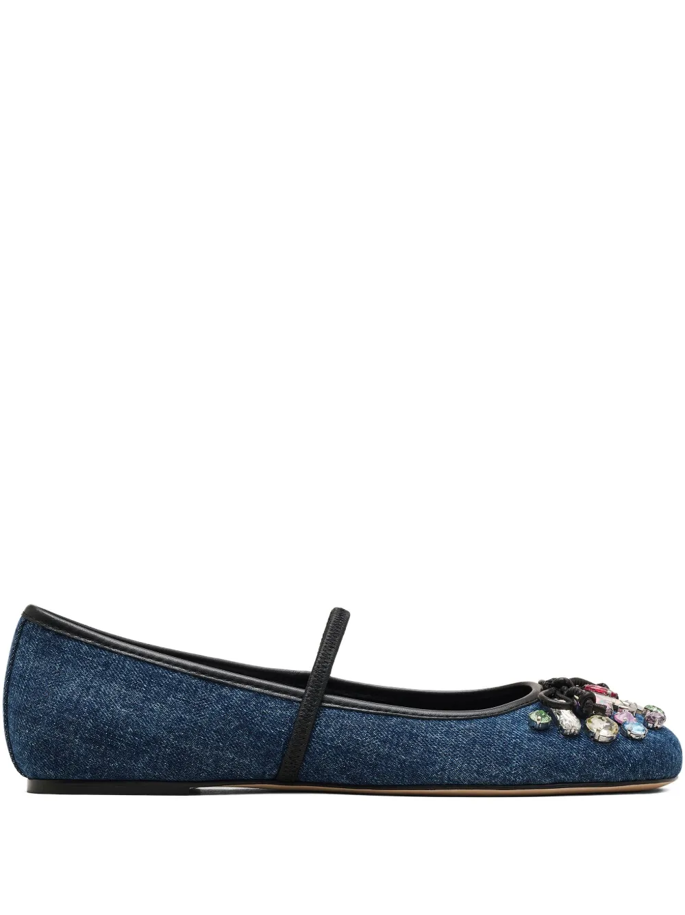 Marc Jacobs The Gem Denim Crystal-embellished Ballet Flats In Blue