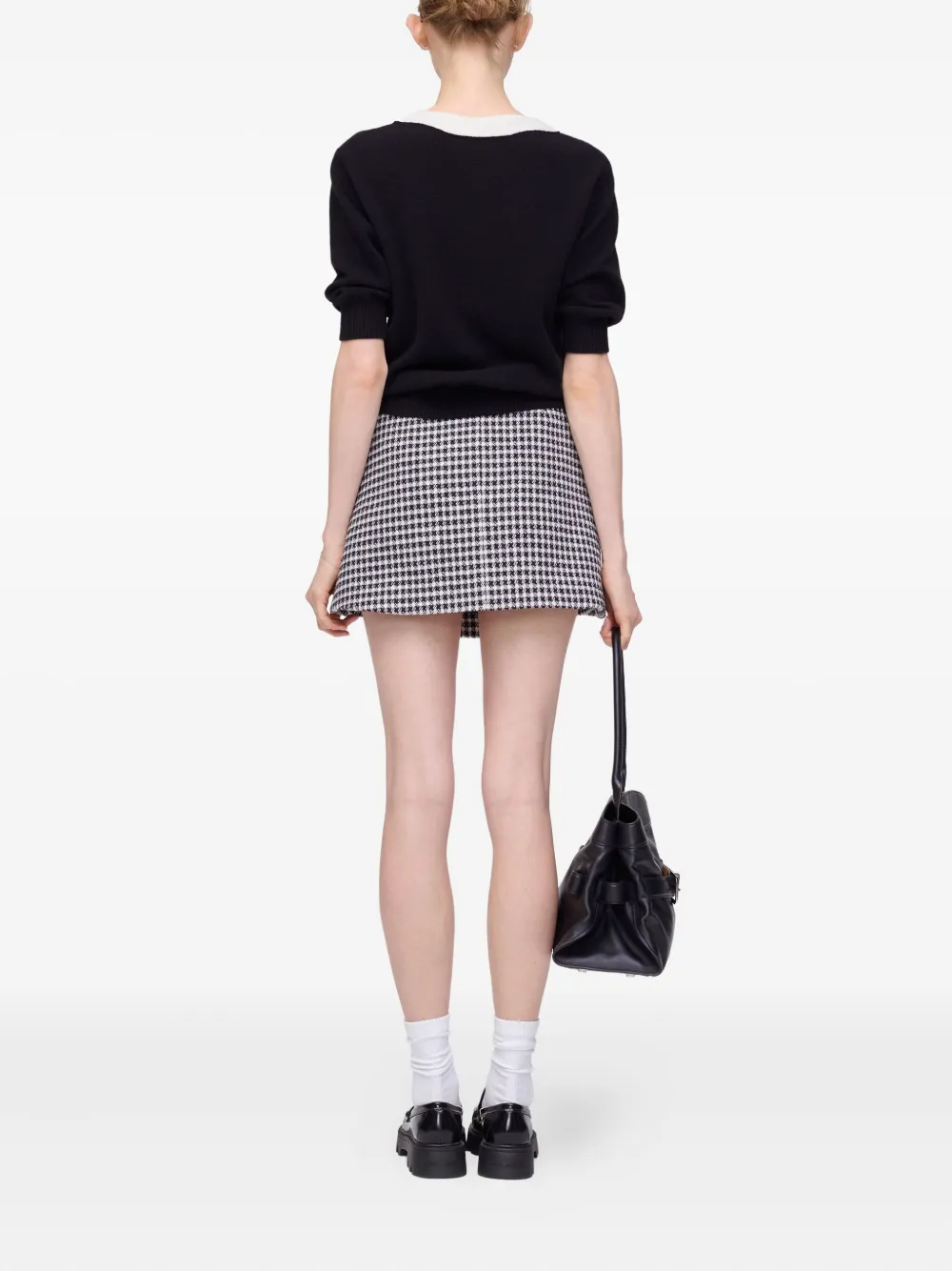 Marc Jacobs Tweed mini-rok met gingham ruit Zwart