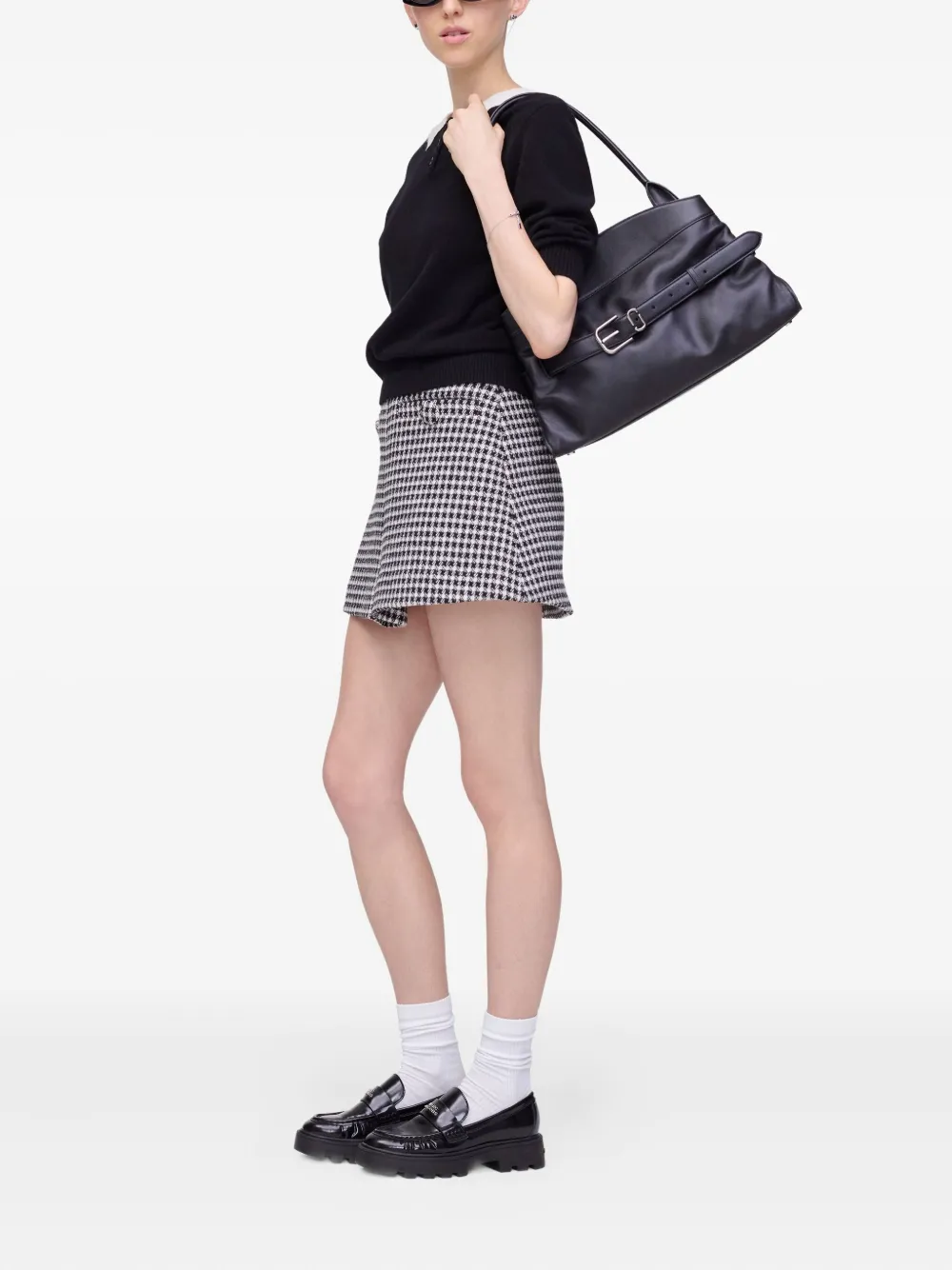 Marc Jacobs Tweed mini-rok met gingham ruit Zwart