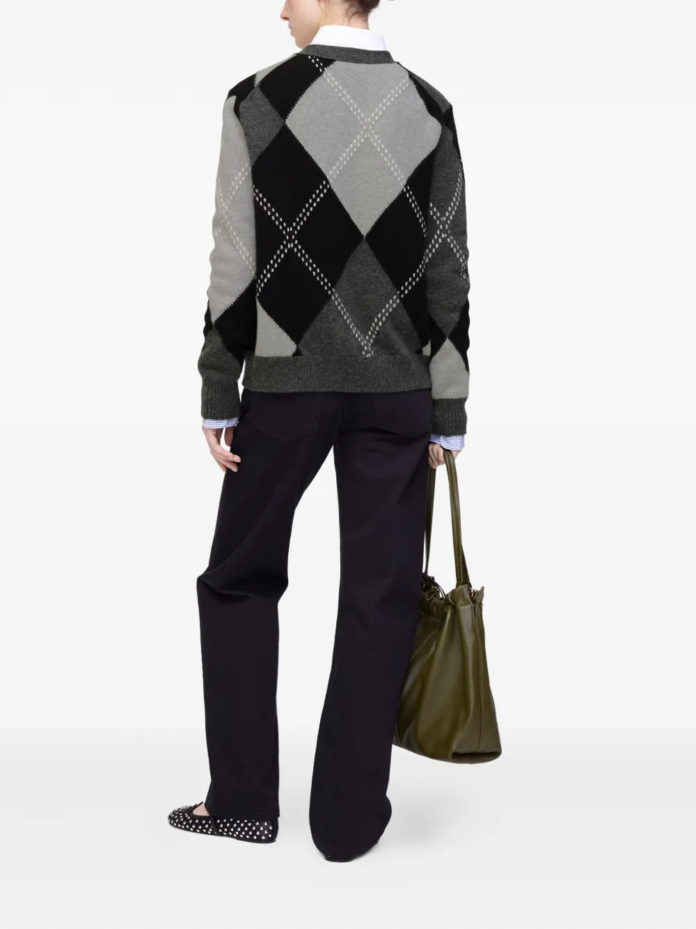 Marc Jacobs Vest met argyle-patroon en bloem Grijs