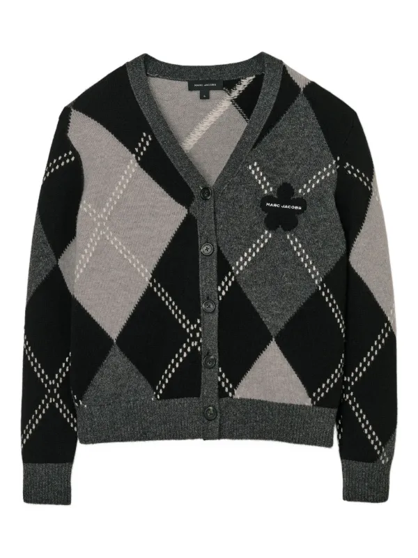 Marc Jacobs Argyle Flower Cardigan | Grey | FARFETCH NZ