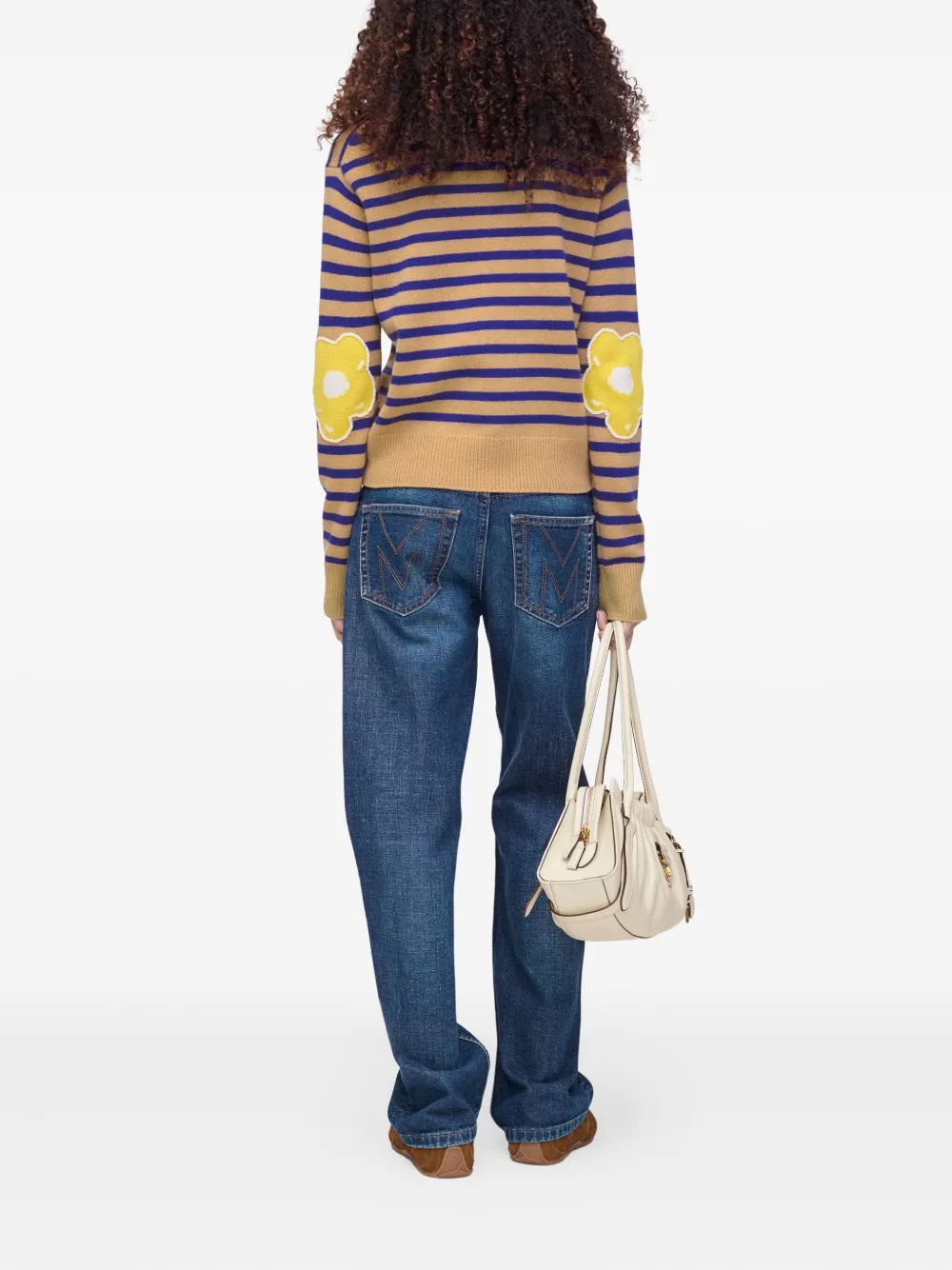 Marc Jacobs Gestreepte trui verfraaid met bloemen Bruin