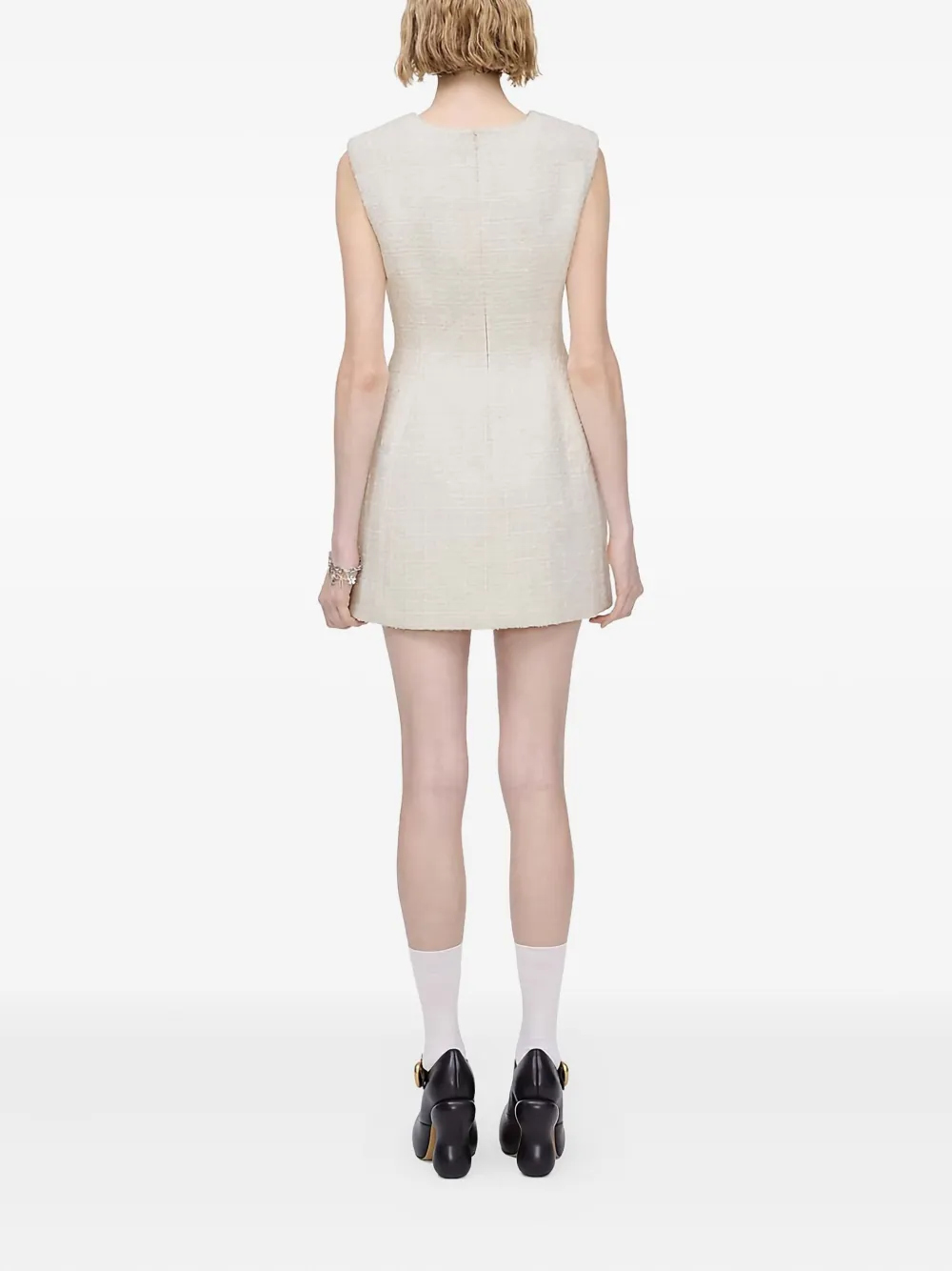 Marc Jacobs Tweed Pocket Mini Dress In Neutral