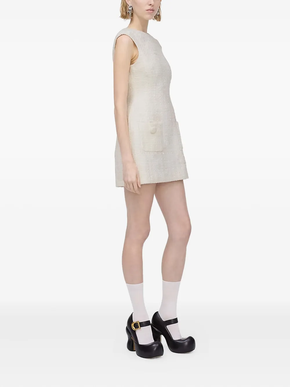 Marc Jacobs Tweed Pocket Mini Dress In Neutral
