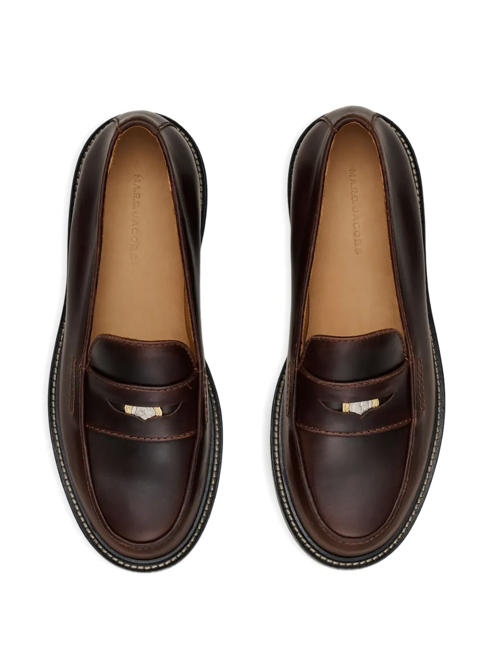 Marc Jacobs Leather Penny-strap Loafers In Brown