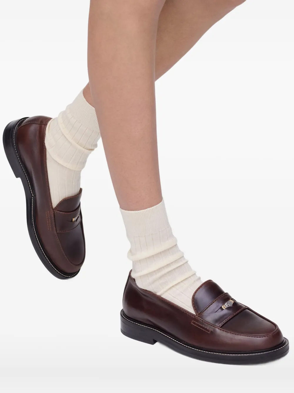 Marc Jacobs Leather Penny-strap Loafers In Brown