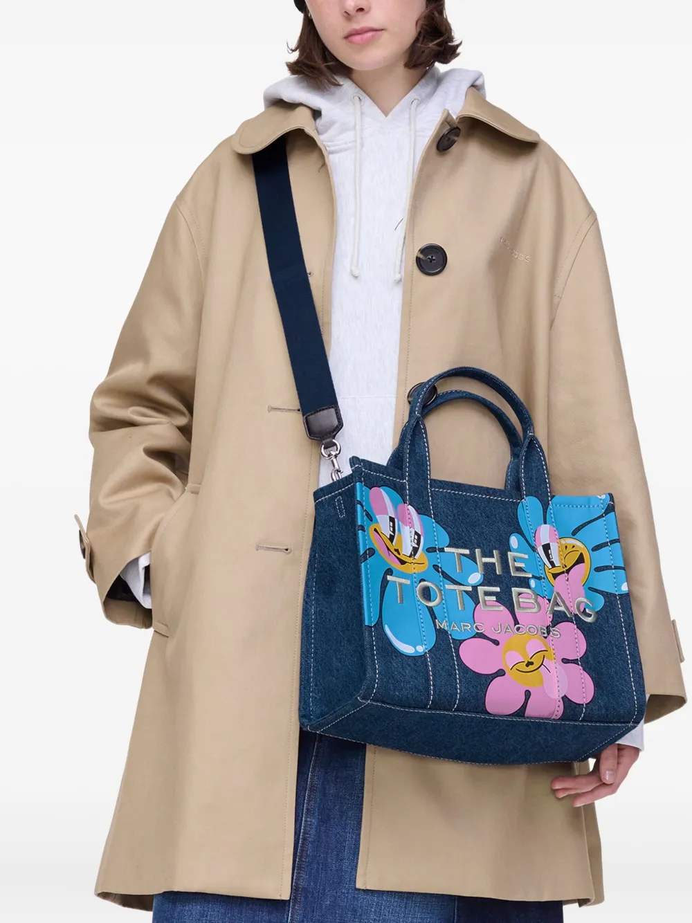 Marc Jacobs x Hattie Stewart denim shopper met bloemenprint - Blauw