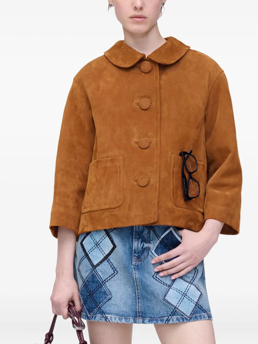 Marc Jacobs Doll suède jack met Peter Pan kraag Bruin