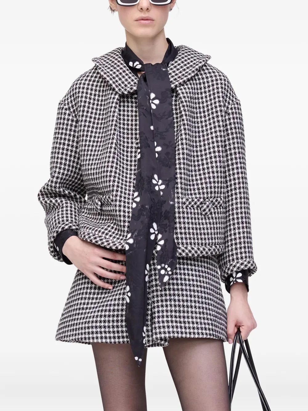 Marc Jacobs Tweed jack met gingham ruit Zwart