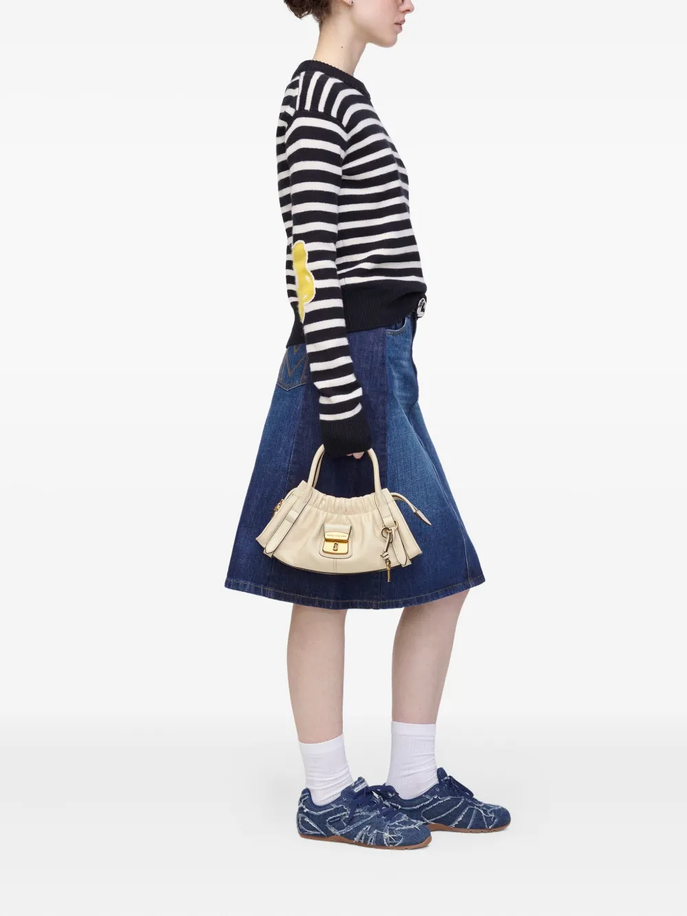 Marc Jacobs Striped-pattern Flower-embellished Sweater In Multi