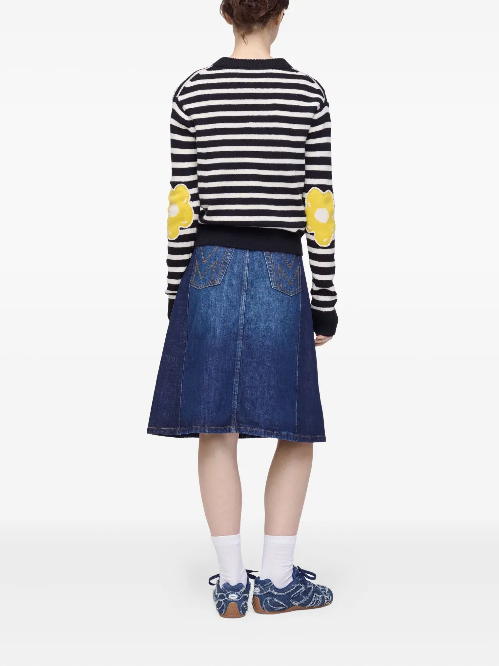 Marc Jacobs Striped-pattern Flower-embellished Sweater In Multi