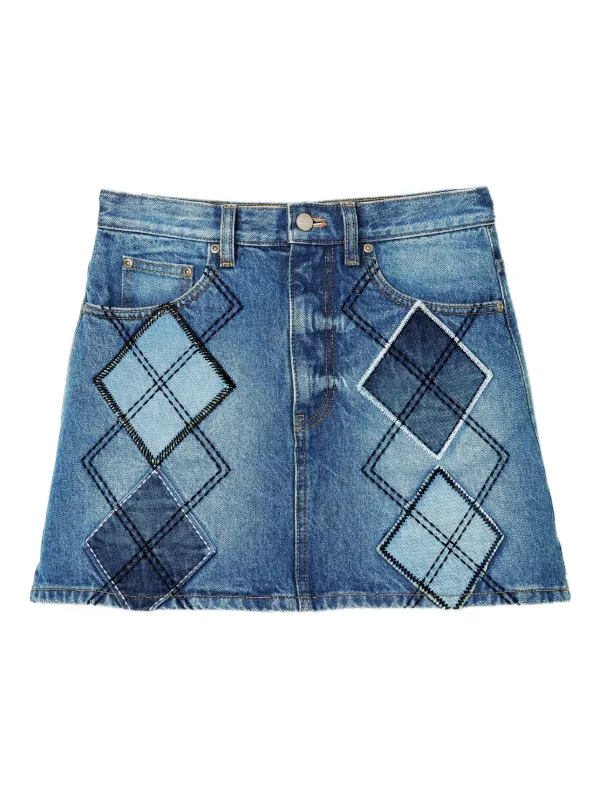 DENIM PATCHWORK PRINT SKIRT⭐︎y⭐︎ Marc Jacobs Patchwork Denim Skirt | Blue | FARFETCH