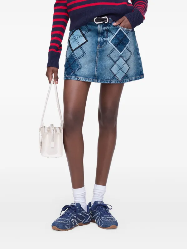 Marc Jacobs Patchwork Denim Skirt | Blue | FARFETCH IN