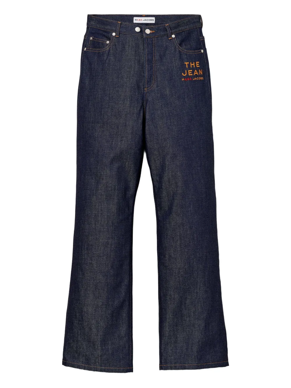 Marc Jacobs The Jean Embroidered-logo Cotton Jeans In Blue