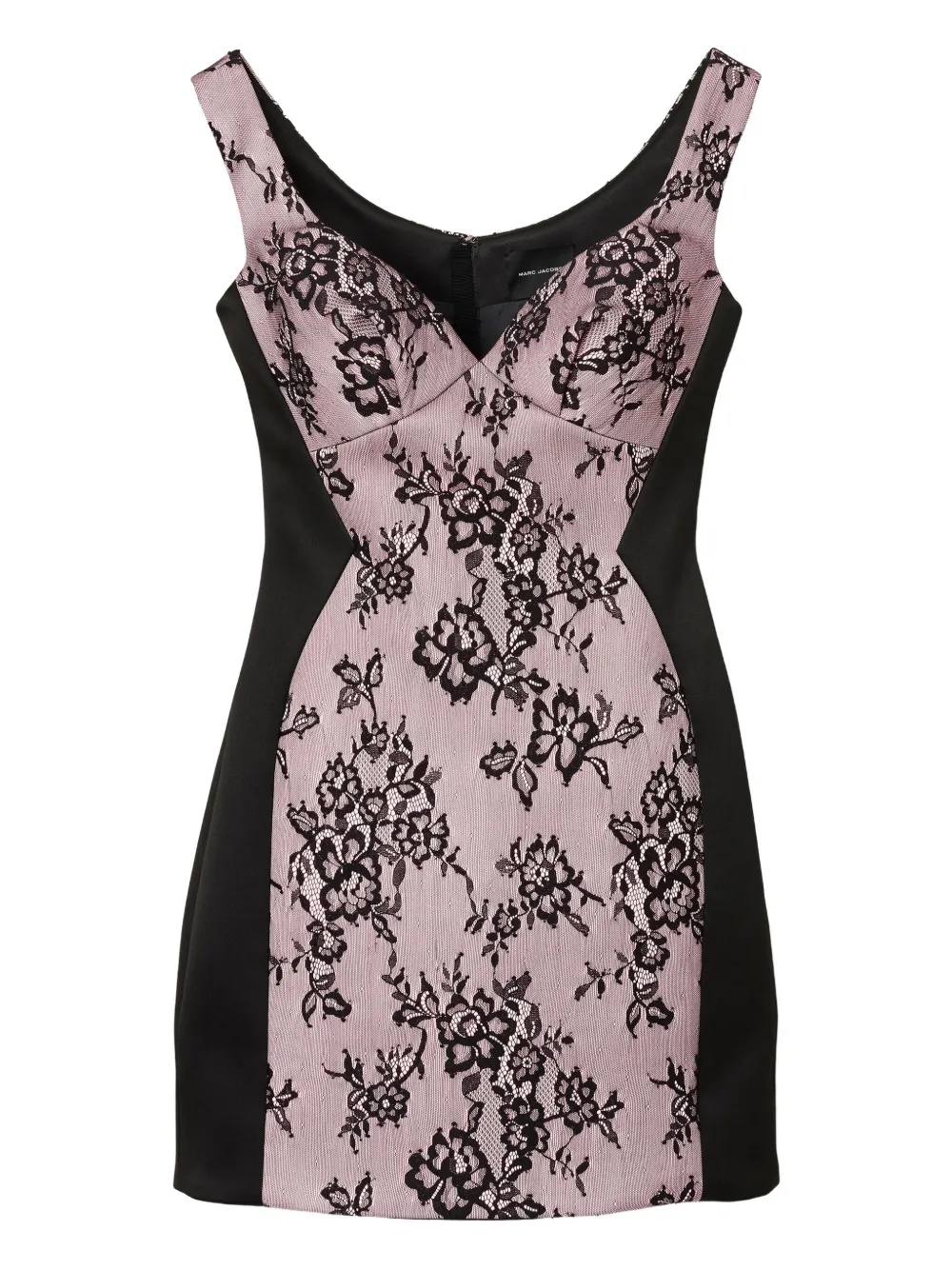 Marc Jacobs Sculpted Lace Sleeveless Mini Dress In Black