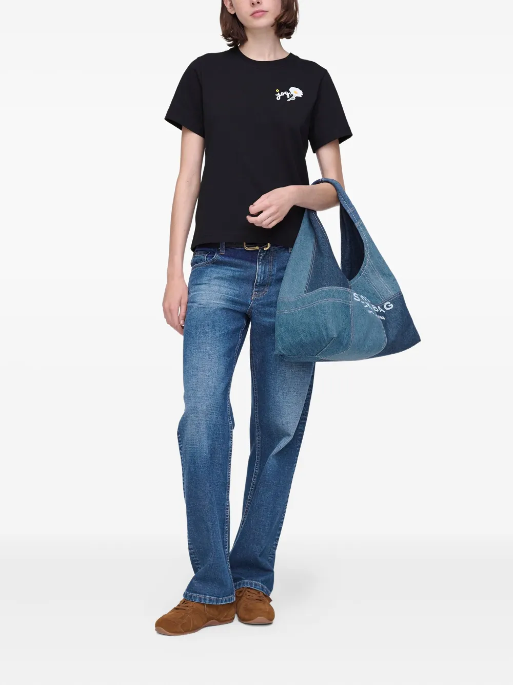 Marc Jacobs Katoenen T-shirt met madeliefjes Zwart