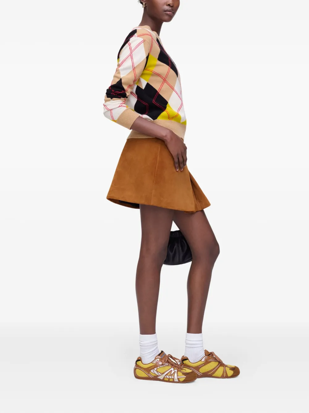 Marc Jacobs Suède mini-plooirok Bruin