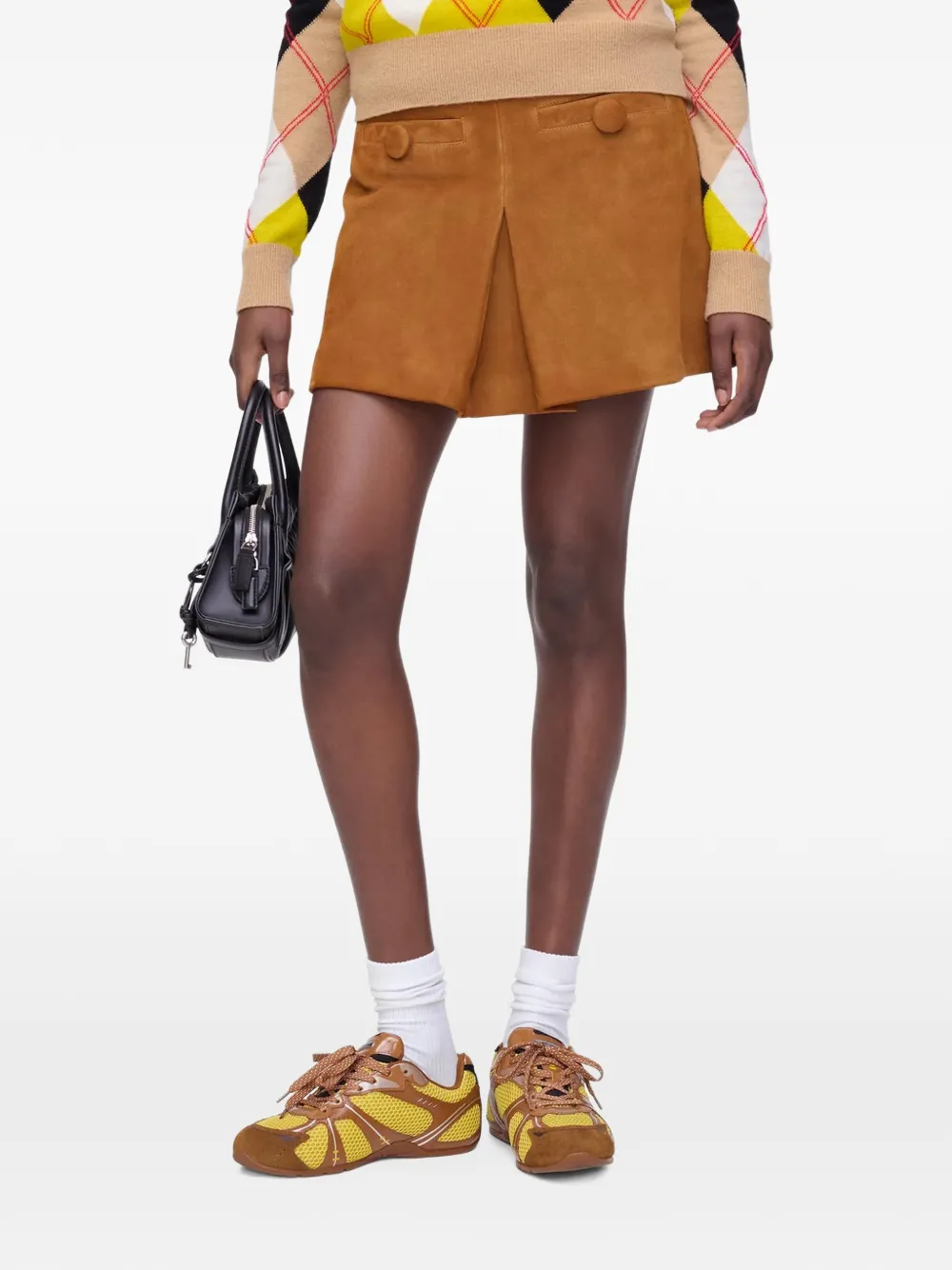 Marc Jacobs Suède mini-plooirok Bruin