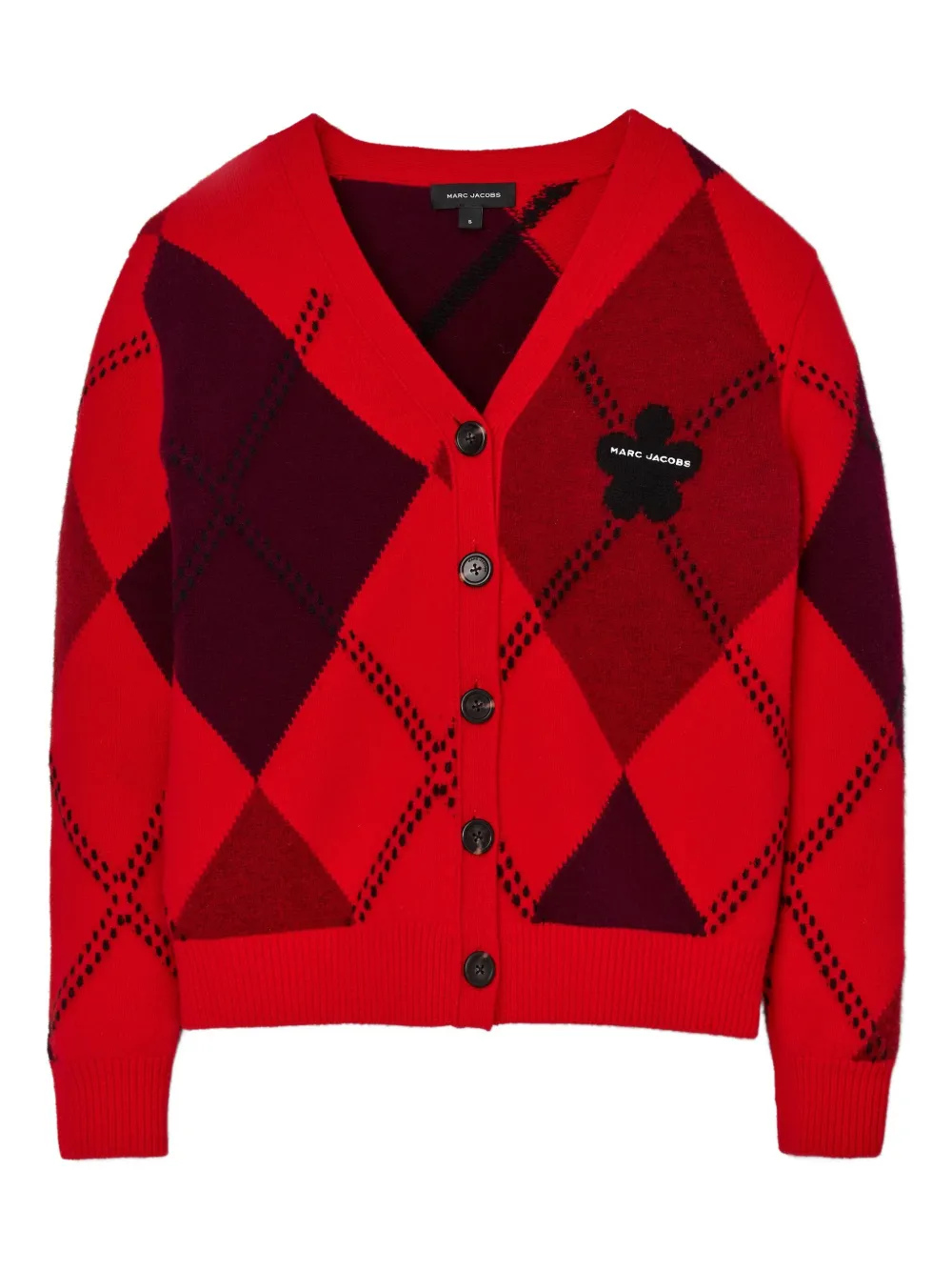 Marc Jacobs Argyle Daisy Cardigan In Red