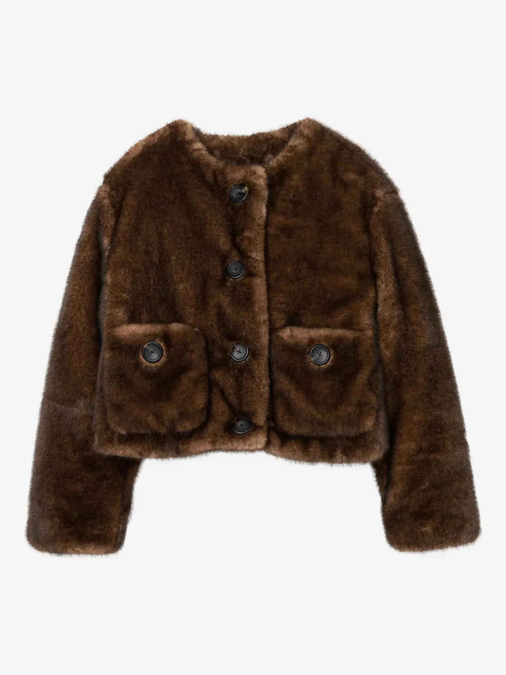 patch-pocket faux-fur jacket