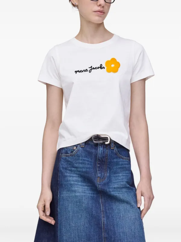 マークジェイコブス　デイジーTシャツ Marc Jacobs Daisy フラワーアップリケ Tシャツ | ホワイト | FARFETCH JP