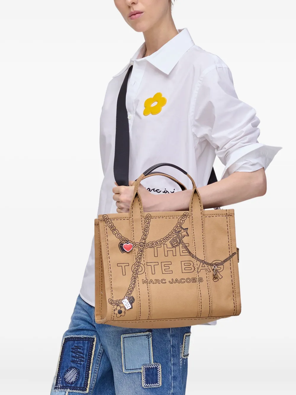 Marc Jacobs Medium The Trompe L'oeil Charm canvas shopper - Bruin