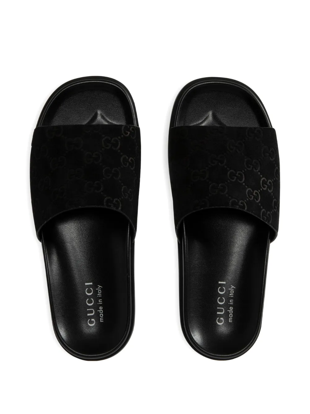 Gucci GG-pattern suede sandals Black