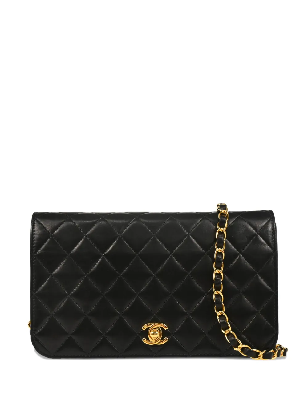 CHANEL Pre-Owned 2000 ターンロック フルフラップ ショルダーバッグ S - ブラック CHANEL Pre-Owned 2000 ターンロック フルフラップ ショルダーバッグ S - ブラック