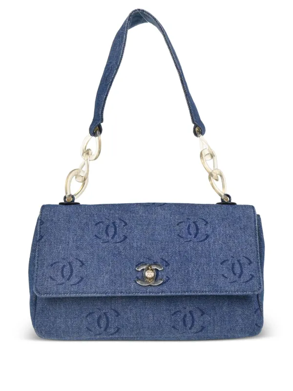 CHANEL Pre-Owned 2002 ココマーク デニムハンドバッグ | ブルー