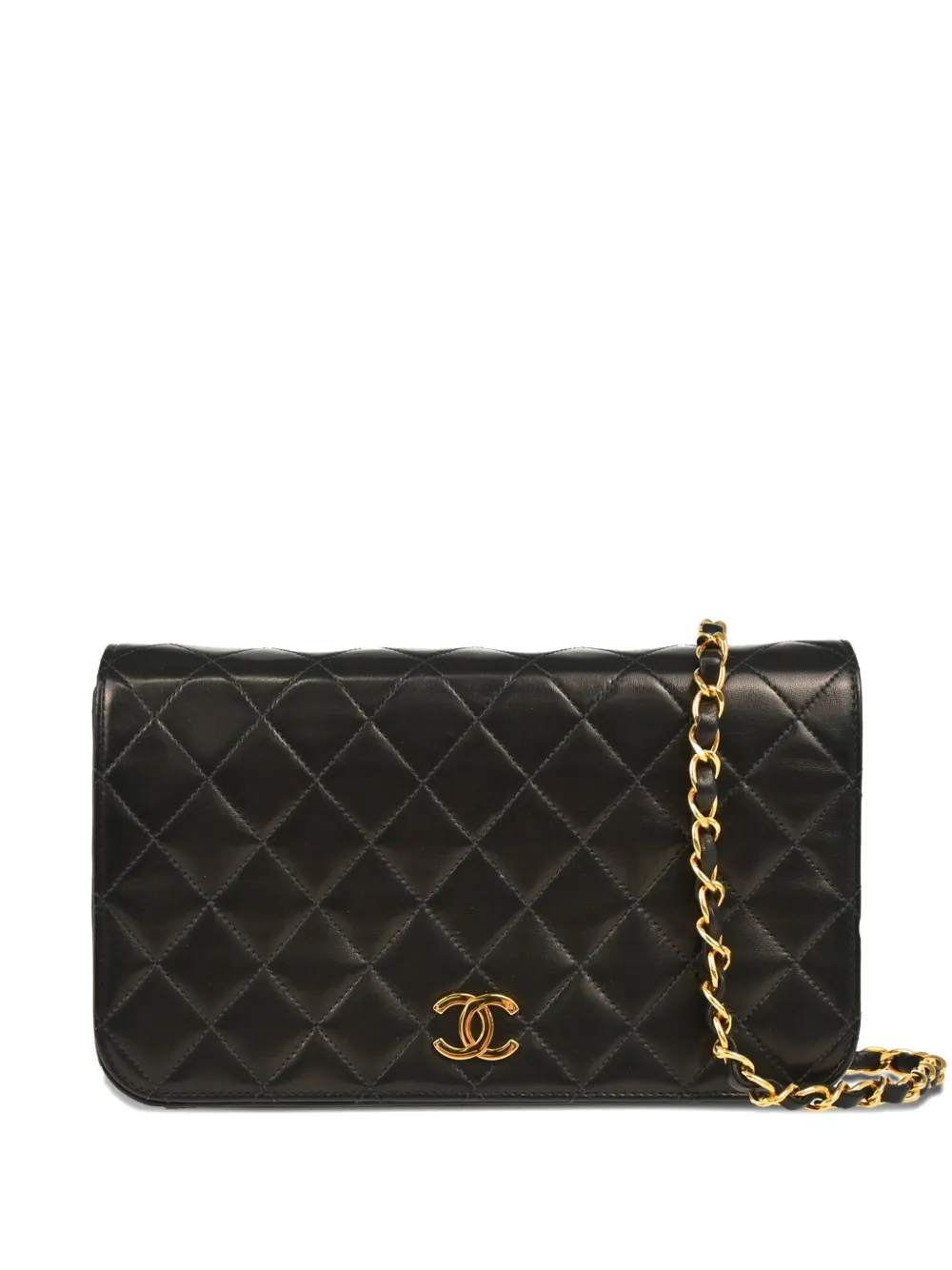 CHANEL Pre-Owned 1998 プッシュロック フルフラップ ショルダーバッグ S - ブラック CHANEL Pre-Owned 1998 プッシュロック フルフラップ ショルダーバッグ S - ブラック