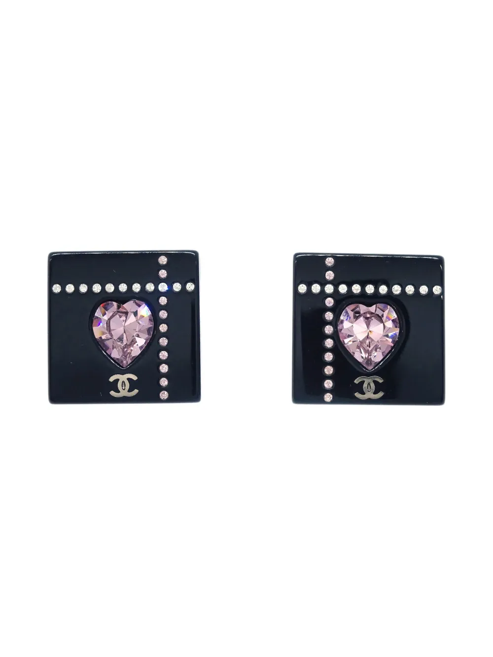 CHANEL Pre-Owned 2004 Square clip-on earrings | Black | Image 1