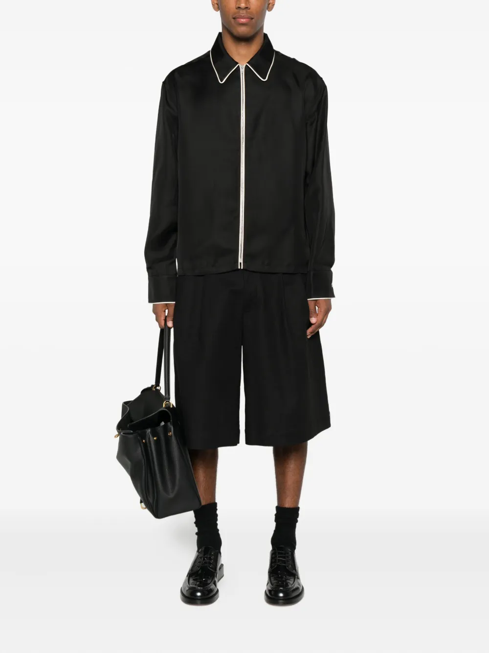 Jil Sander zip-front shirt Zwart