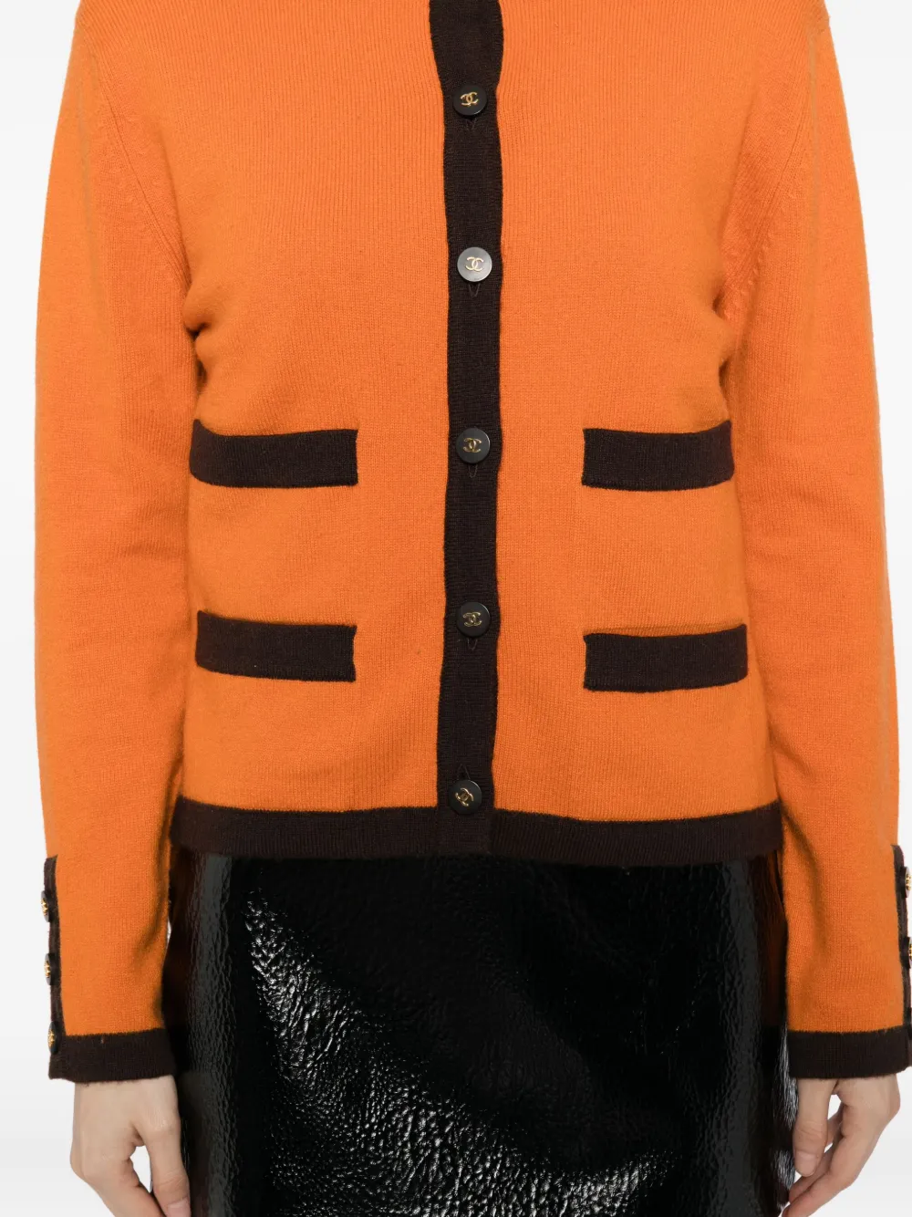 Pre-owned Chanel 1996 Ensemble Cardigan In Orange