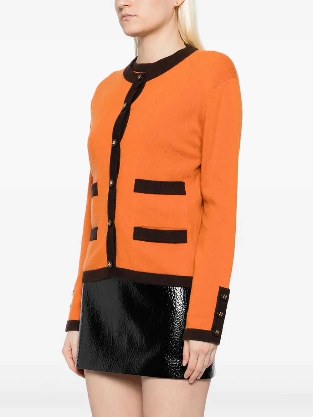 Pre-owned Chanel 1996 Ensemble Cardigan In Orange
