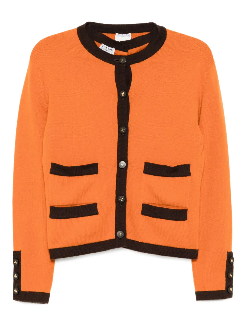 Pre-owned Chanel 1996 Ensemble Cardigan In Orange