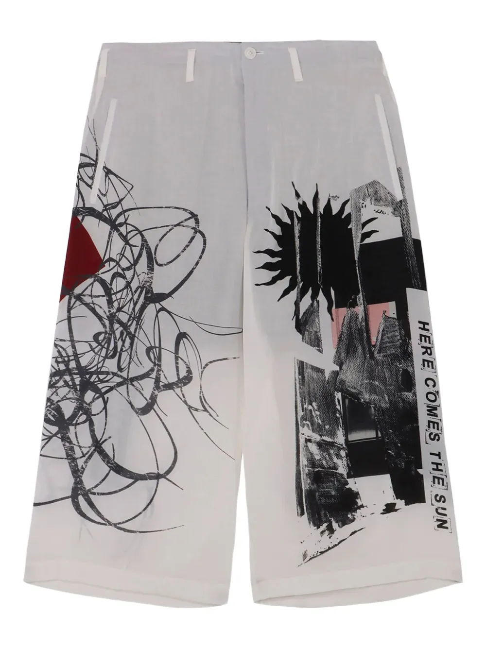 Yohji Yamamoto Shorts con stampa astratta - Bianco