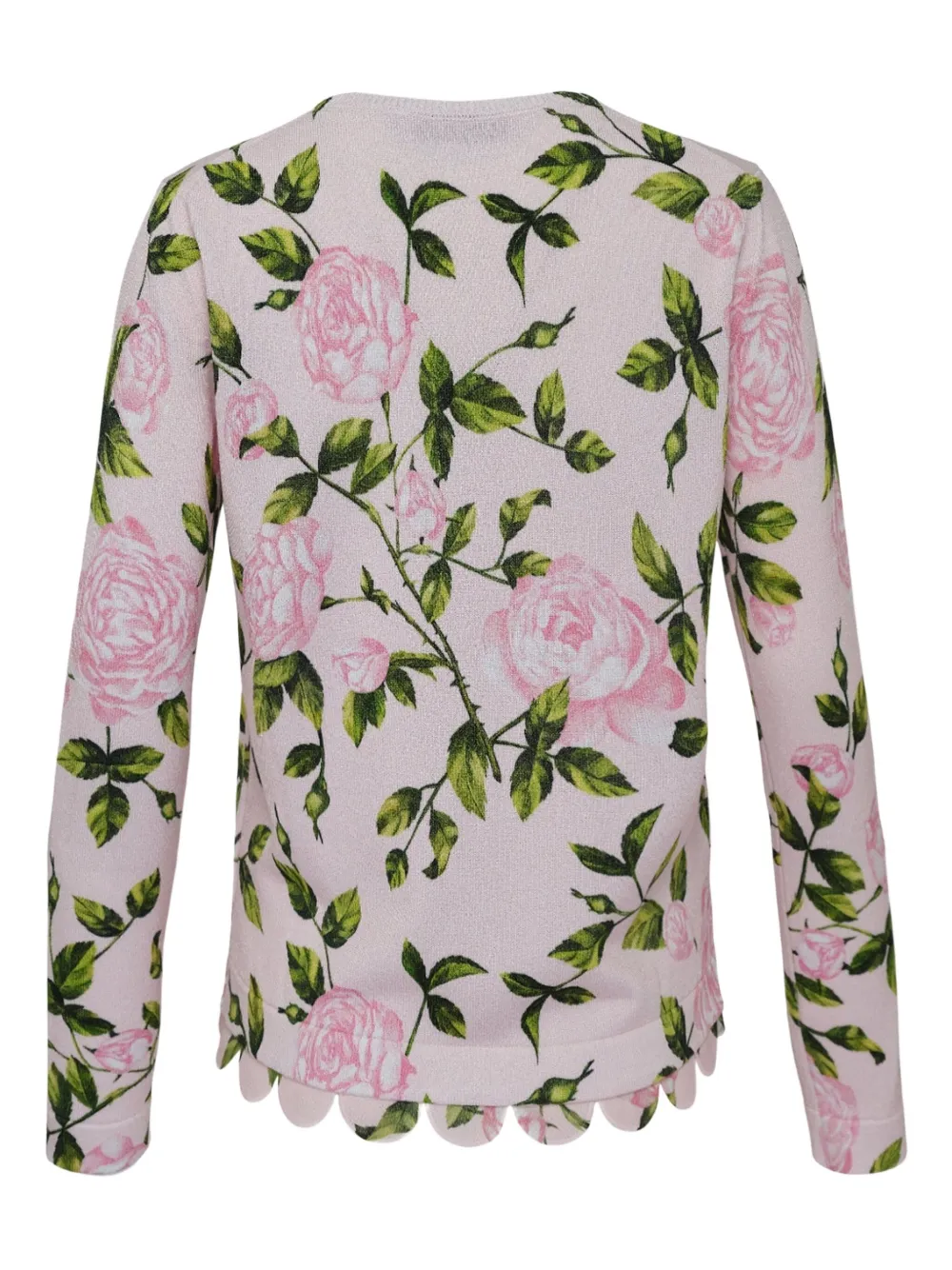 Oscar de la Renta rose-print scallop-hem cardigan | Cardigans | Image 2
