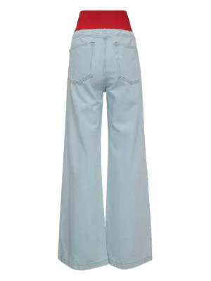 パンツ MSGM VELVET DENIM PANTS MSGM Wide-leg dark blue denim pants with studs | REVERSIBLE