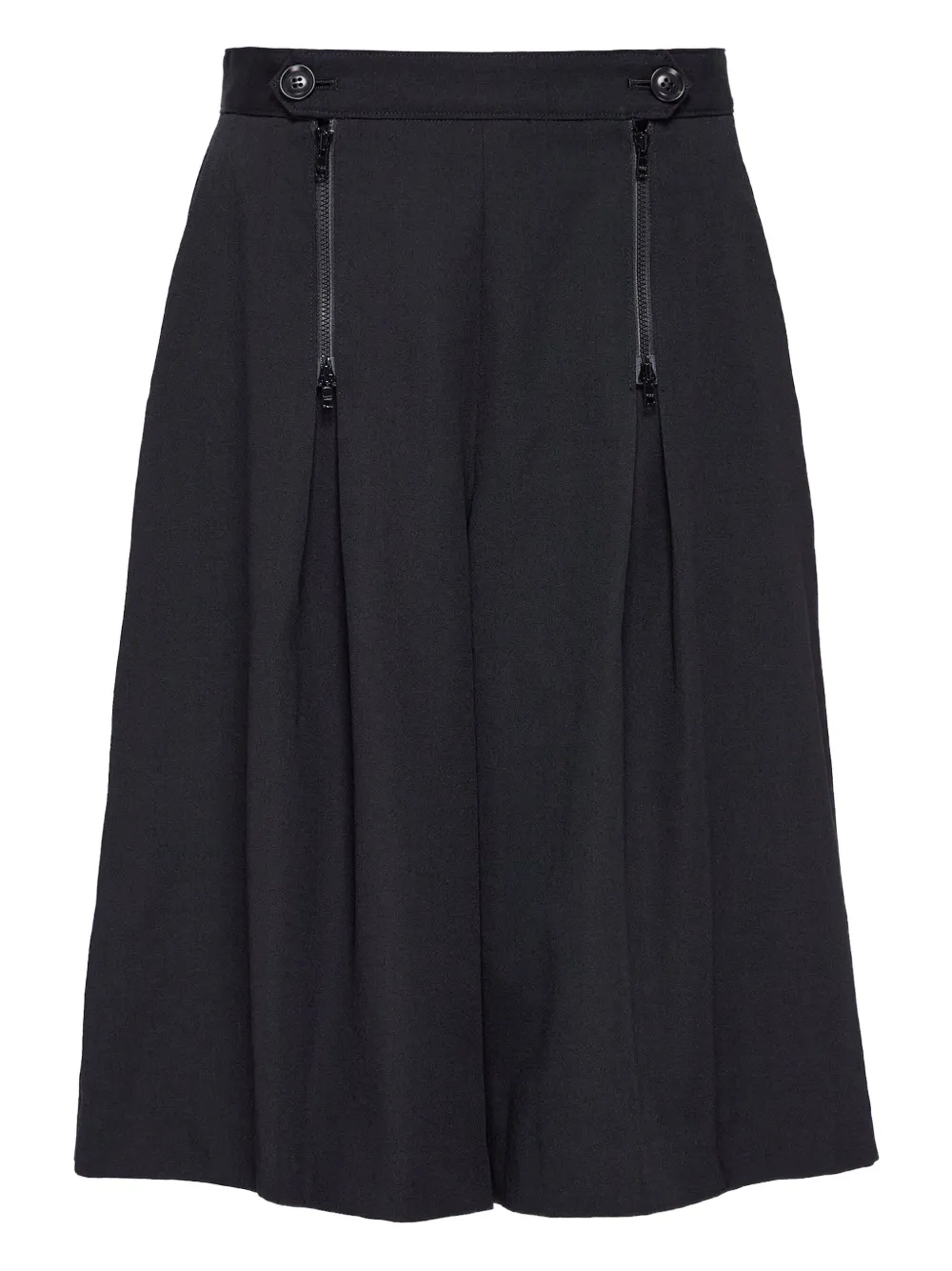 Y's pleated zip-detail shorts Zwart
