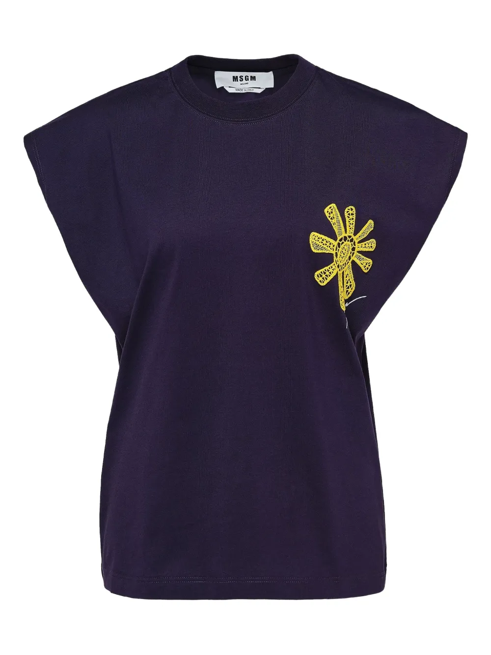 flower-embroidered T-shirt