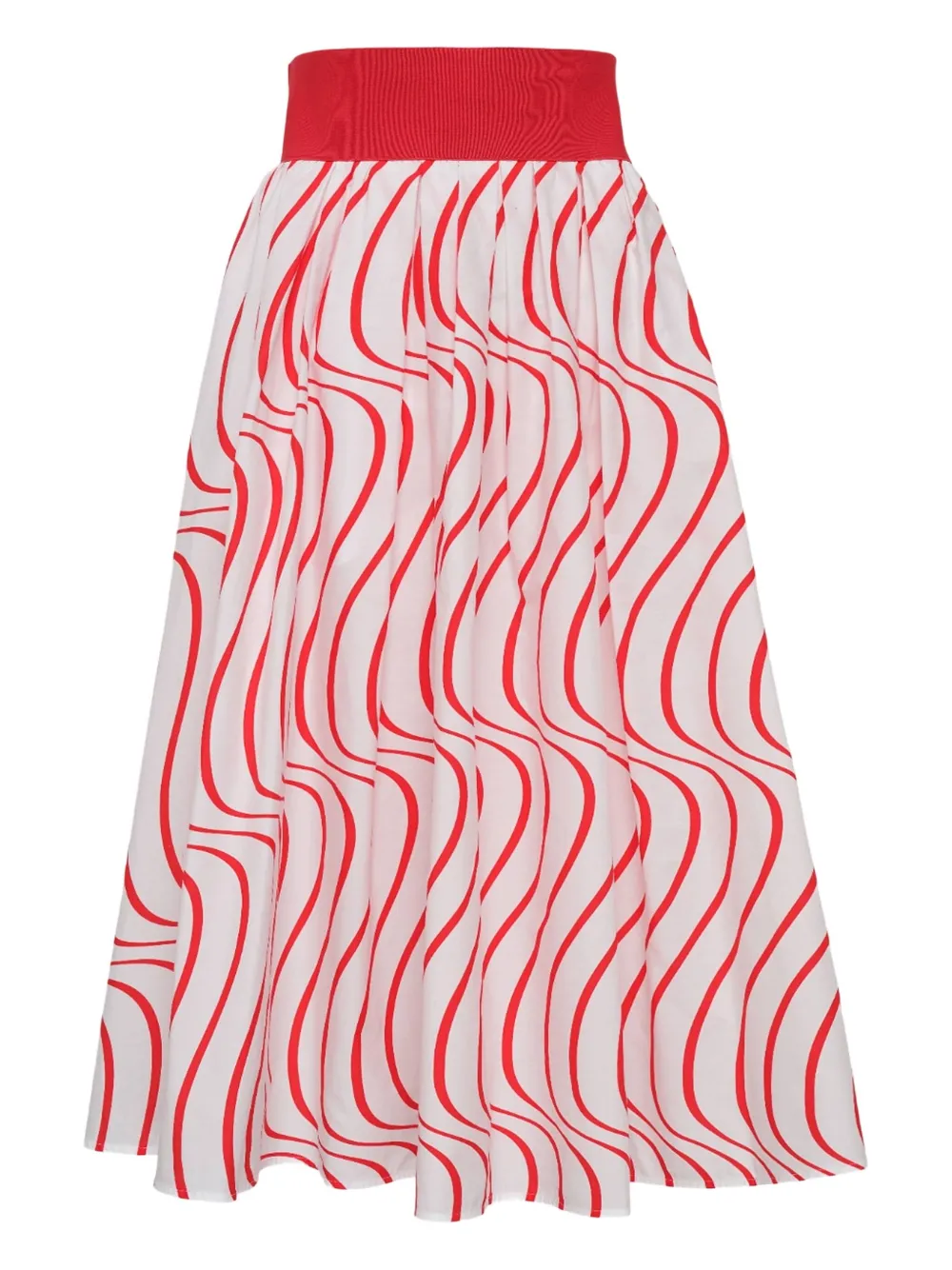 wave-print pleated skirt
