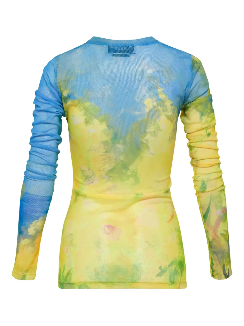 Msgm Abstract-print Mesh Top In Yellow