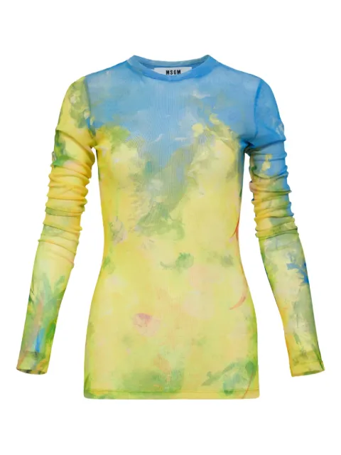 MSGM abstract-print mesh top