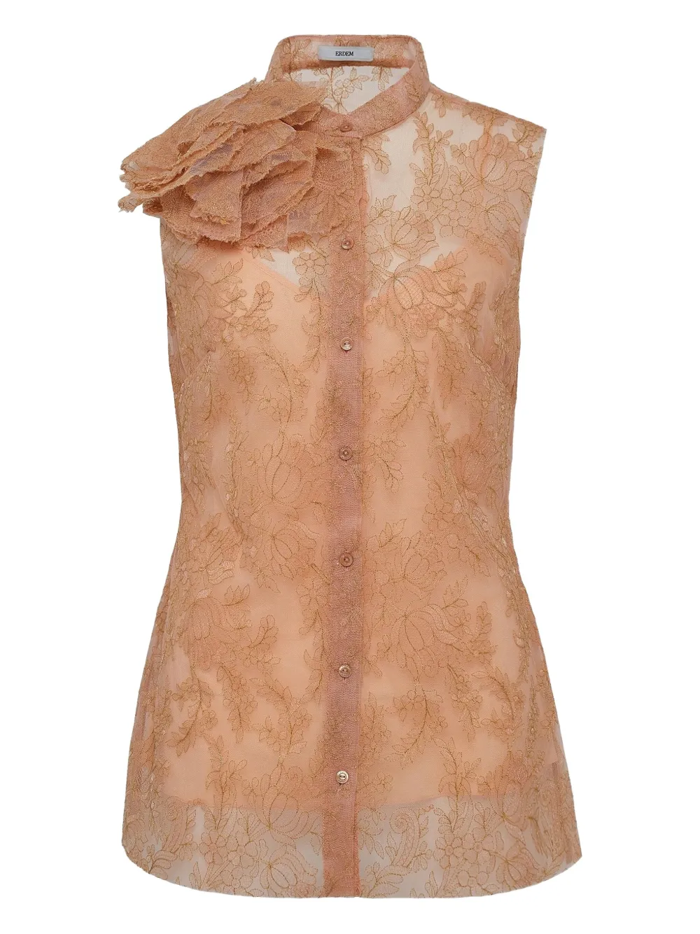 ERDEM ruffled lace top Oranje
