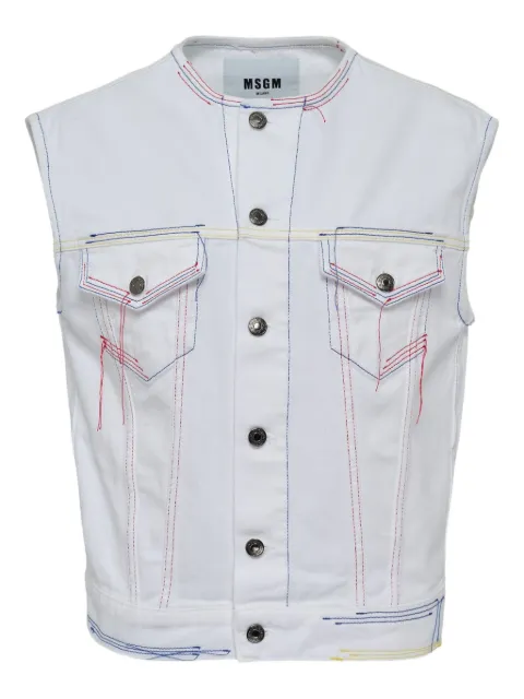 MSGM contrast-stitch denim vest